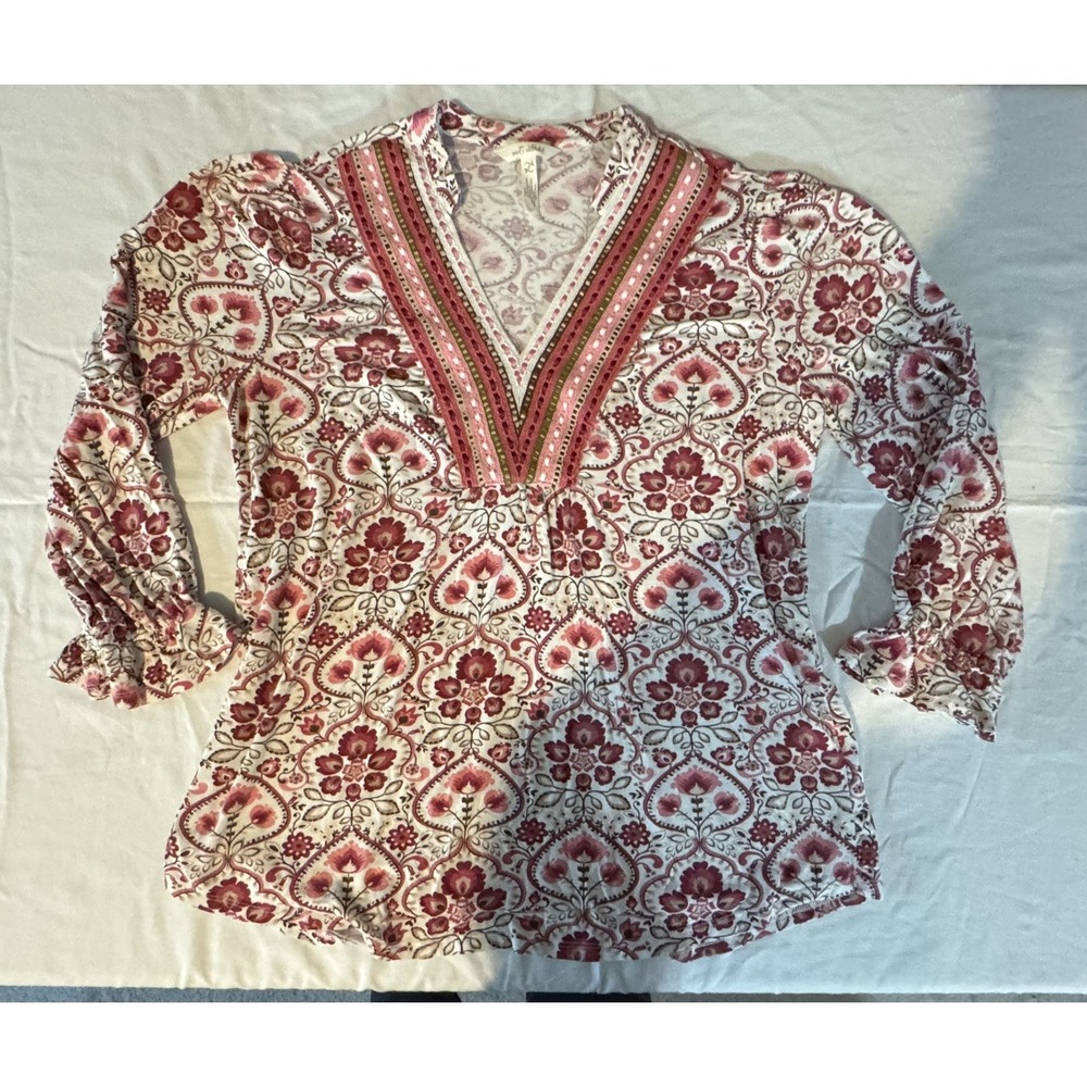 Matilda Jane Heart to Heart Daydream Floral Medallion Blouse Size Small